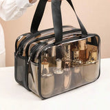 Large Brown Transparent Toiletry Bag for Women