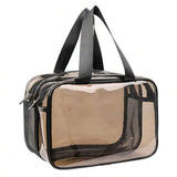 Large Brown Transparent Toiletry Bag for Women