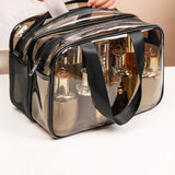 Large Brown Transparent Toiletry Bag for Women