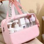 Grande Trousse de Toilette Rose Transparente Femme