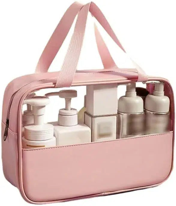 Grande Trousse de Toilette Rose Transparente Femme