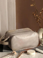 Trousse de Toilette Beige Crème en Cuir Voyage Femme