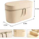 Beige Leather Travel Toiletry Bag for Women