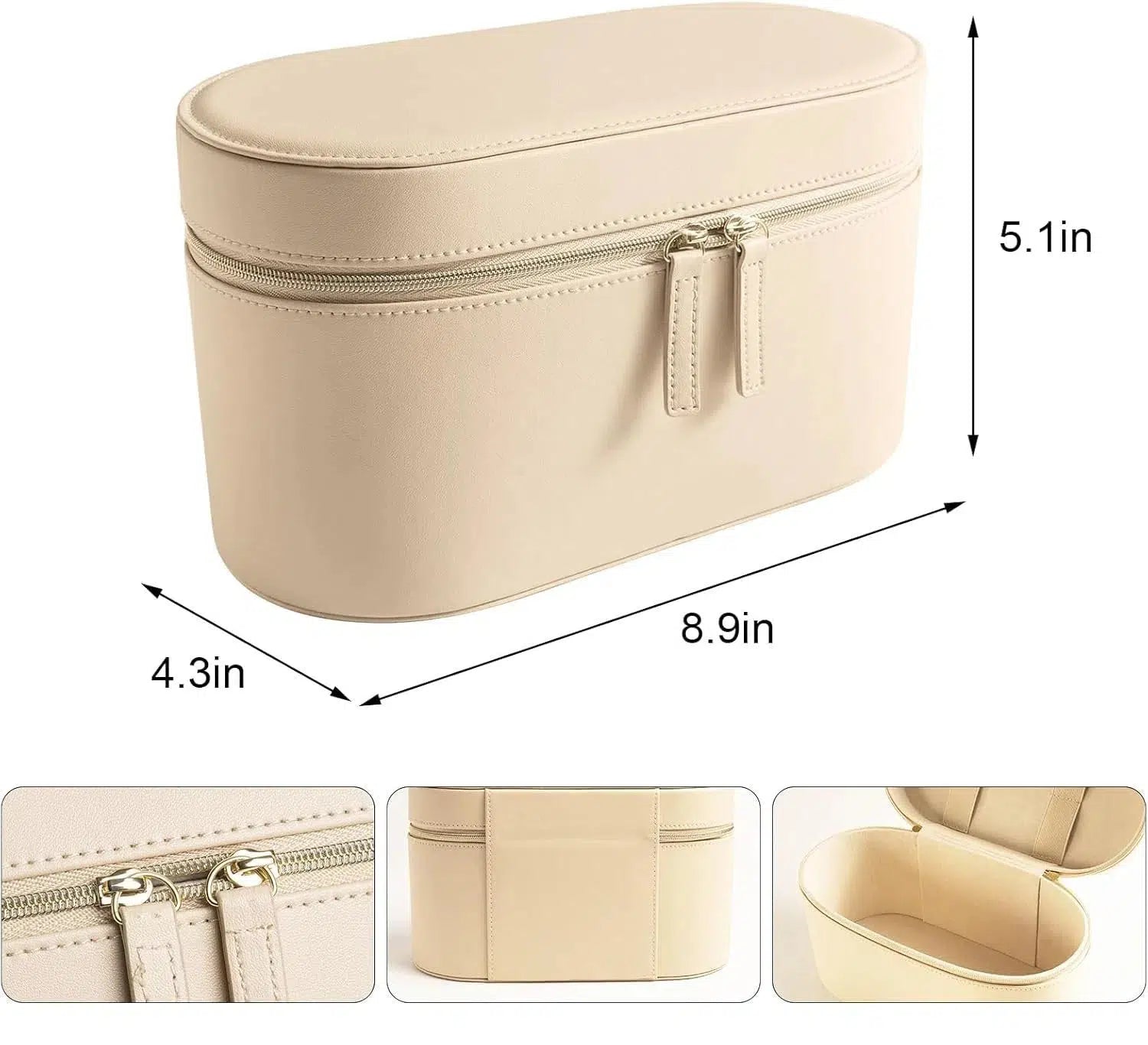 Trousse de Toilette Beige en Cuir Voyage Femme