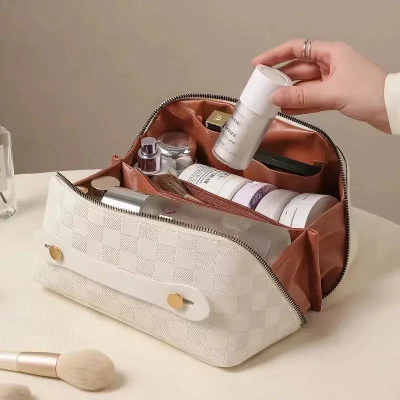 Trousse de Toilette Blanche en Cuir Femme