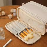 Women's White Leather Travel Toiletry Bag