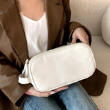 Women's White Leather Travel Toiletry Bag