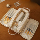 Women's White Leather Travel Toiletry Bag