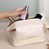 Ivory White Leather Toiletry Bag for Women - Luxury Trend