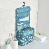 Blue Flower Toiletry Bag with Compartment for Women