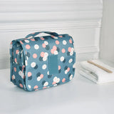 Blue Flower Toiletry Bag with Compartment for Women