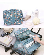 Trousse de Toilette Bleue Fleurs avec Compartiment Femme