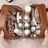 Women's Brown Leather Toiletry Bag