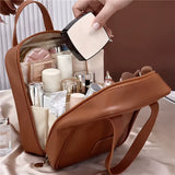 Women's Brown Leather Toiletry Bag