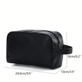 Black Leather Travel Toiletry Bag for Men