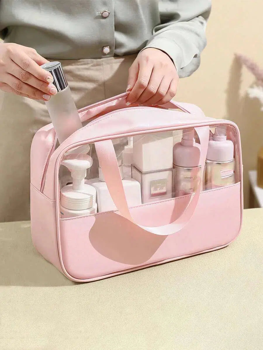 Trousse de Toilette Rose Transparente Voyage Femme