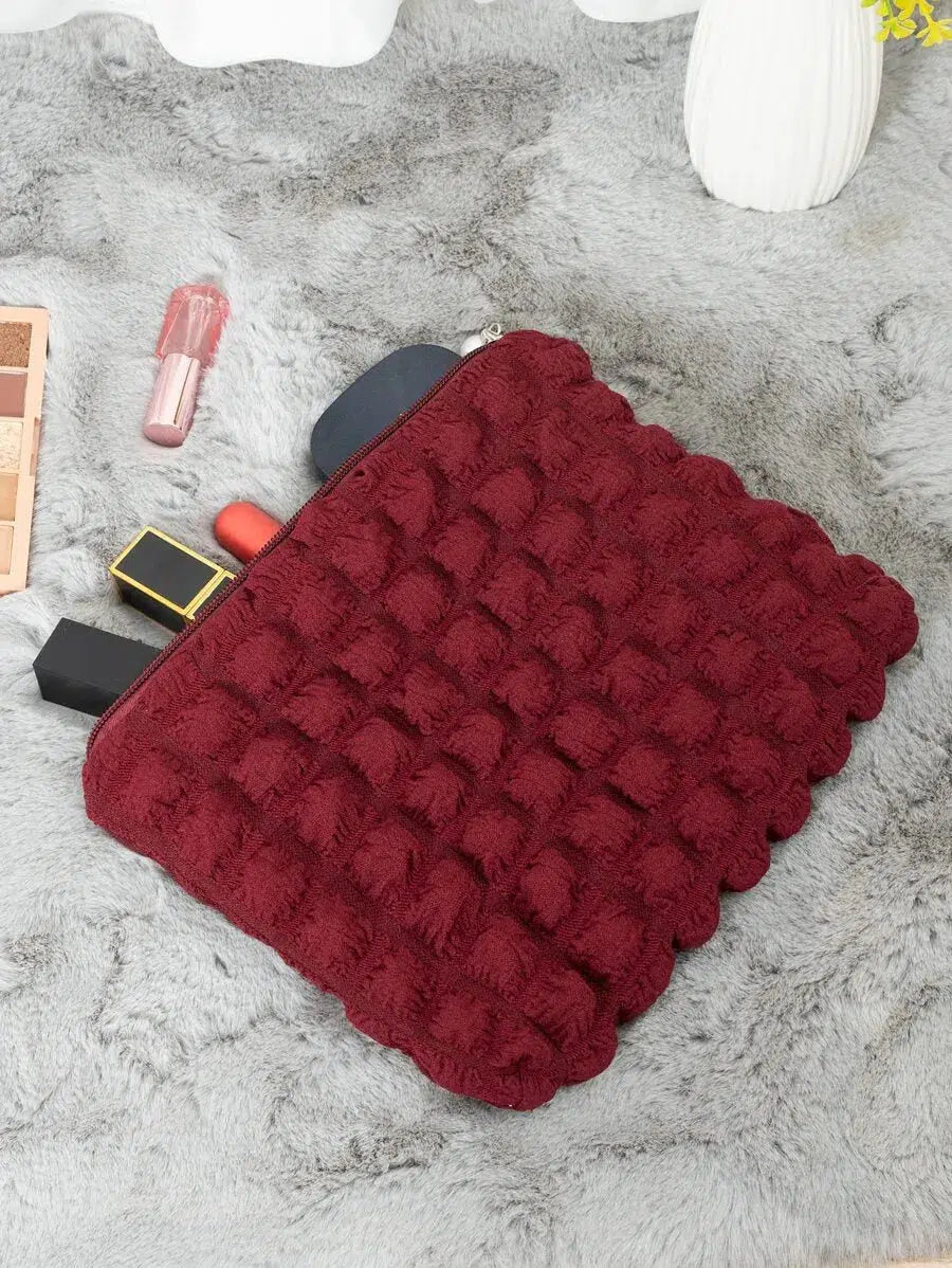 Trousse de Toilette Rouge Matelassée Tendance Femme