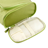 Green Hanging Toiletry Bag with Travel Compartment for Women